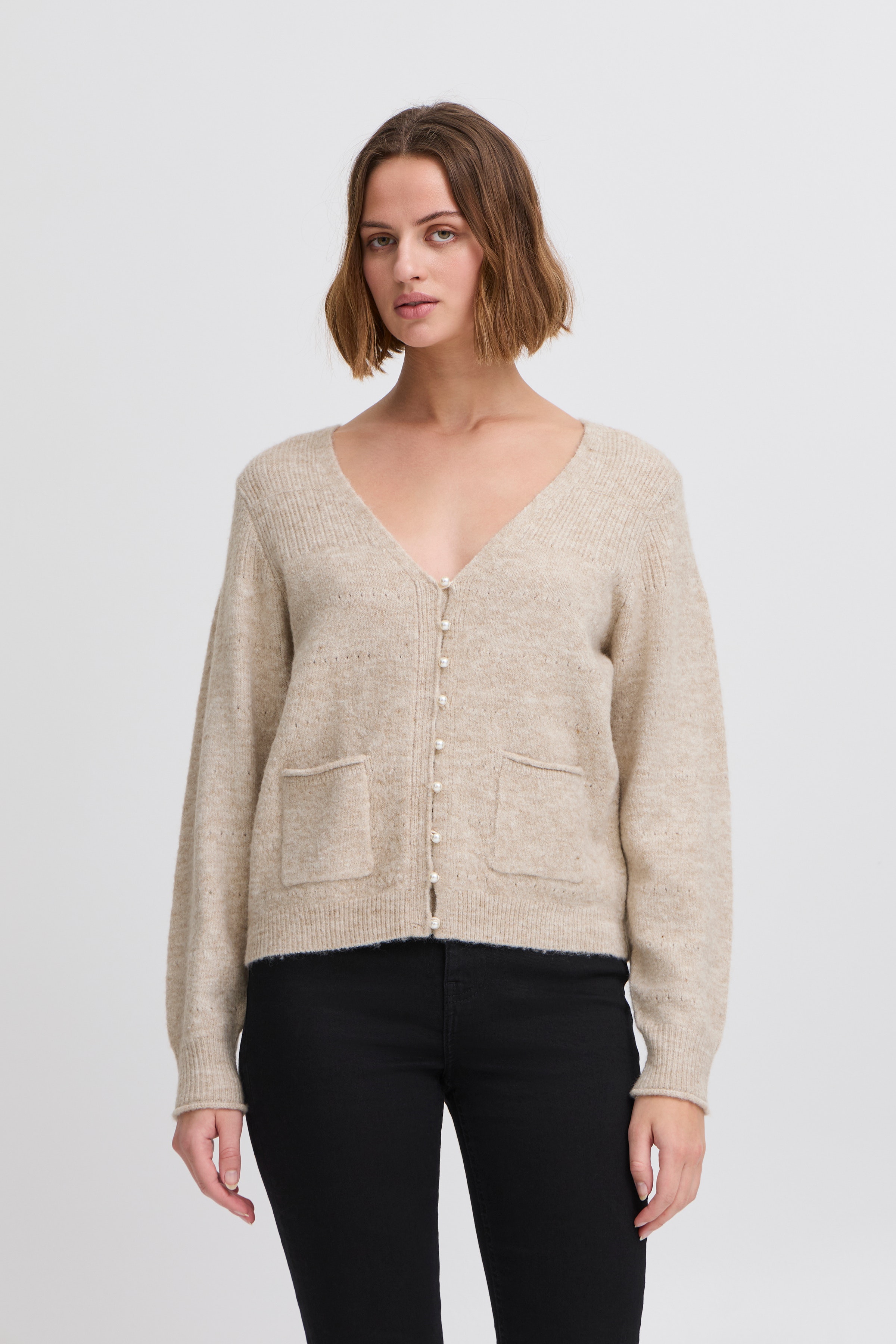 IHBANISE Strikket cardigan LOOKBOOK FRONT 20122586-1304011