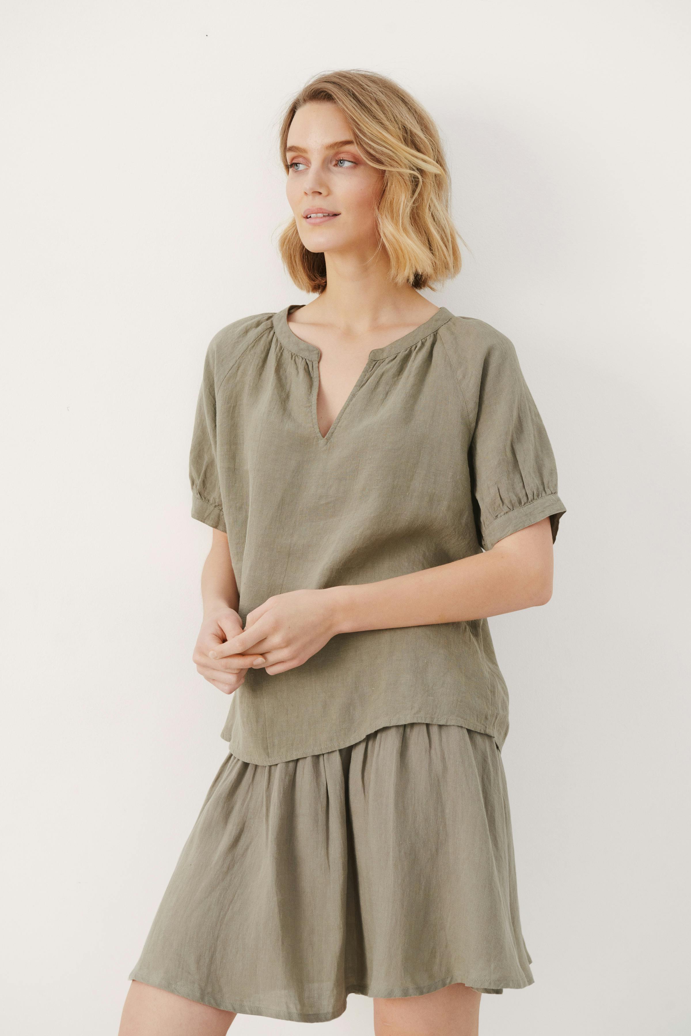 PopsyPW Short-sleeved linen blouse LOOKBOOK FRONT 30306825-170613