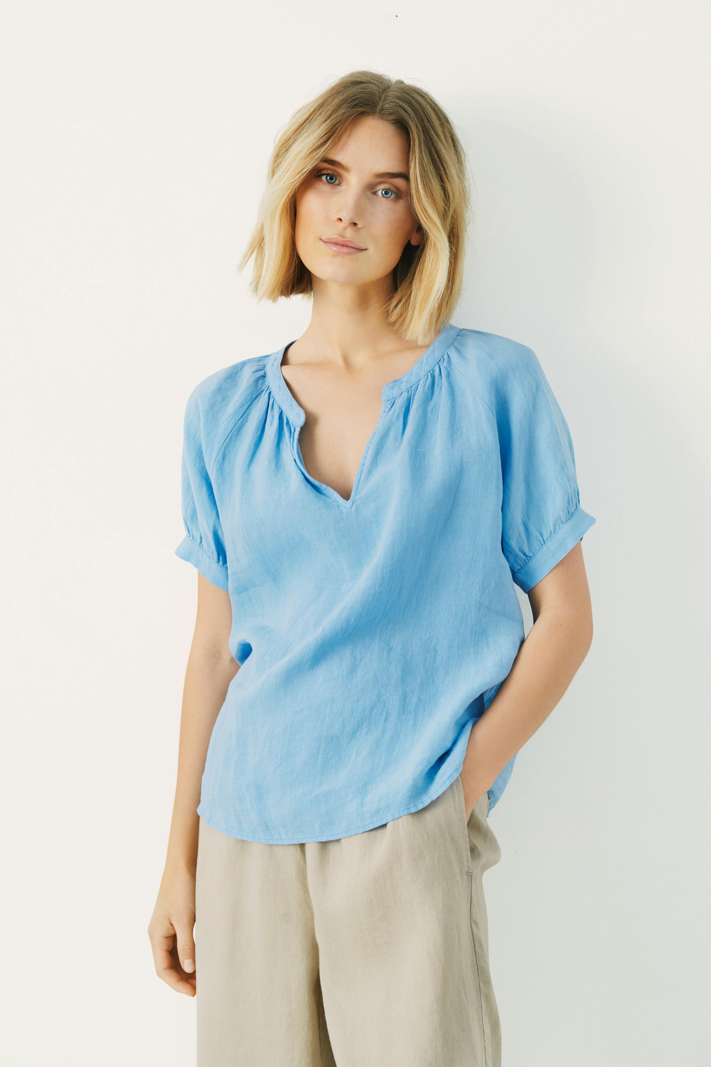 PopsyPW Short-sleeved linen blouse LOOKBOOK BACK 30306825-164120